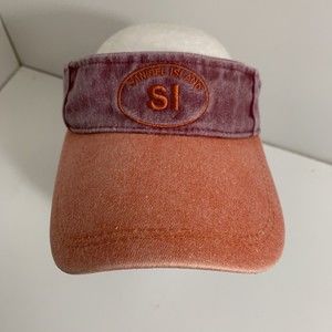 Sanibel Island Florida  Sun Beach Golf Visor Cap Red Orange Adjustable Strap
